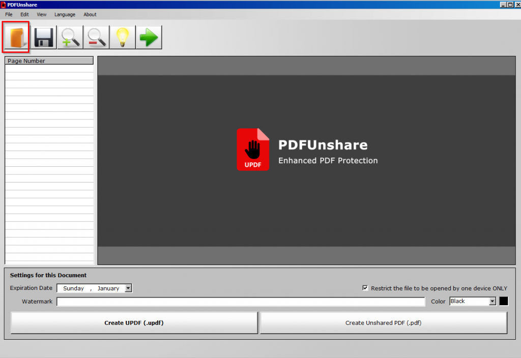 PDF Unshare interface