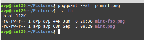 stripping metadata chunks from processed images using pngquant