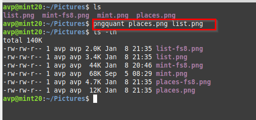 batch processing multiple png images using pngquant