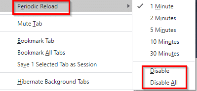 disabling periodic reload for tabs in Vivaldi