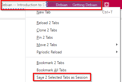 saving tabs as a session in Vivaldi