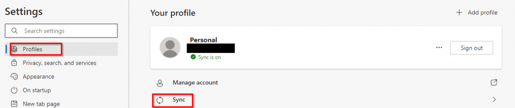 profile settings in microsoft edge 