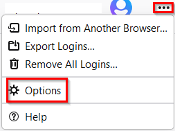 accessing Firefox Lockwise options