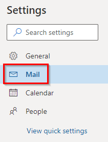 Mail settings in Outlook.com