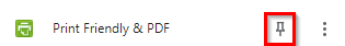 pinning Print Friendly & PDF add-on in Chrome