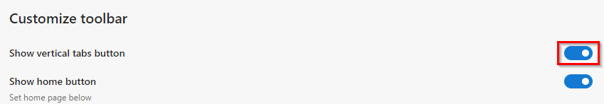 enable and disable the vertical tabs feature in Microsoft Edge