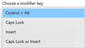 configuring modifier keys for Magnifier reading mode