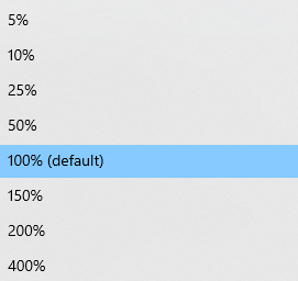 changing the zoom levels in Magnifier