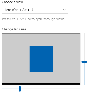 changing the lens dimensions for Magnifier