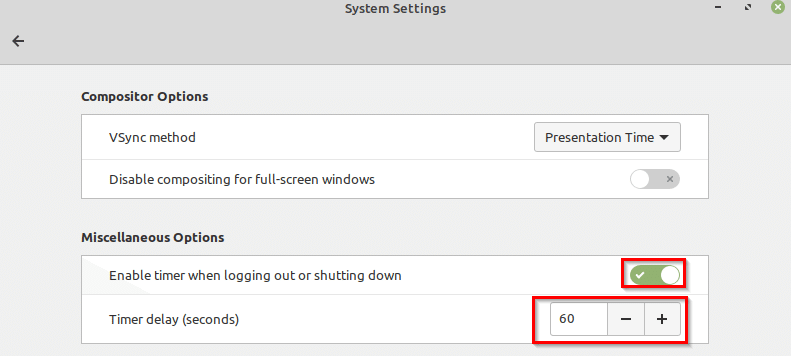 enabling the countdown timer in Linux Mint 20.1