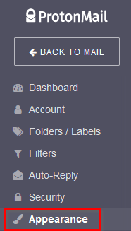 changing ProtonMail appearance settings