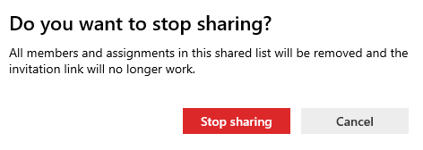 completely stop sharing the list and remove all members in Microsoft To-Do app