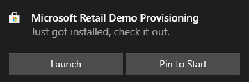 Microsoft Retail Demo Provisioning app installed in retail demo mode