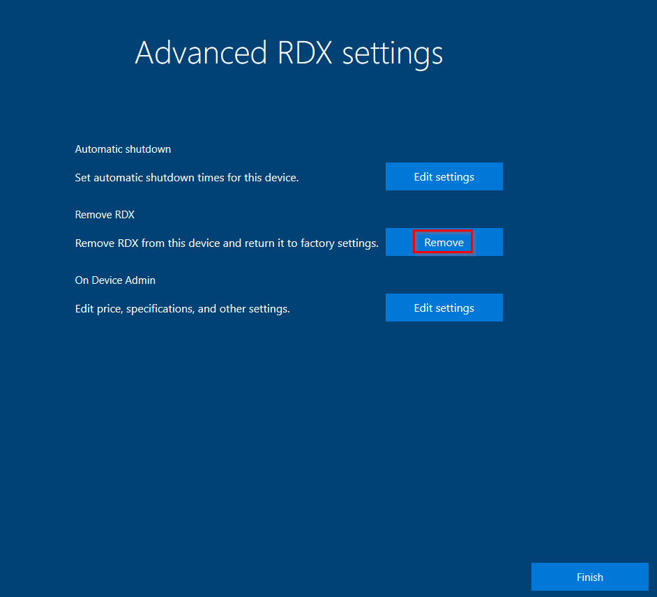 removing RDX from Windows 10 retail demo mode