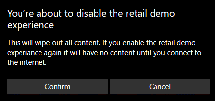 disable retail demo experience in Windows 10