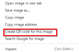 creating QR code for specific images when using Chrome browser