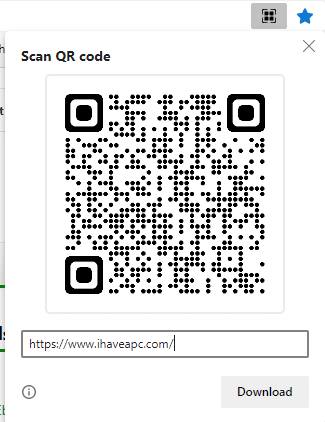 QR code generated for a webpage in Edge. It can be saved as an image too.