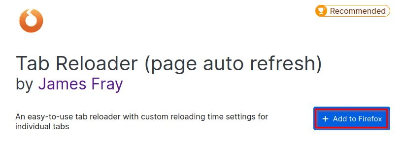 installing Tab Reloader add-on in Firefox