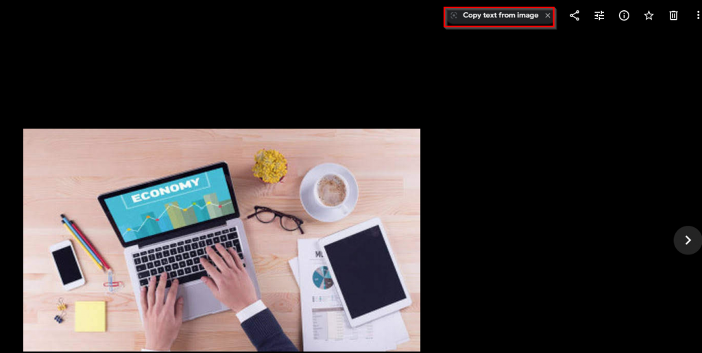 Google Photos with copy text from image feature