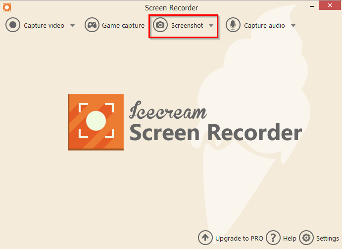 Icecream Screen Recorder with the screenshot option