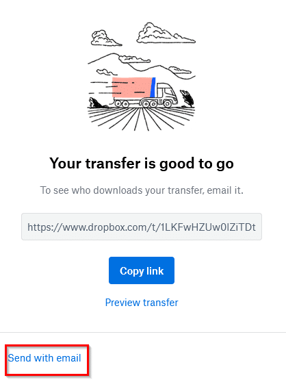 Dropbox Transfer created