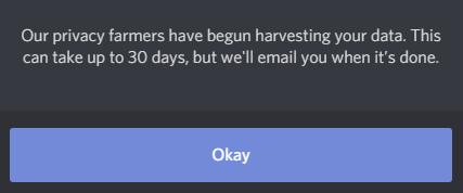 Discord data backup generation in progress