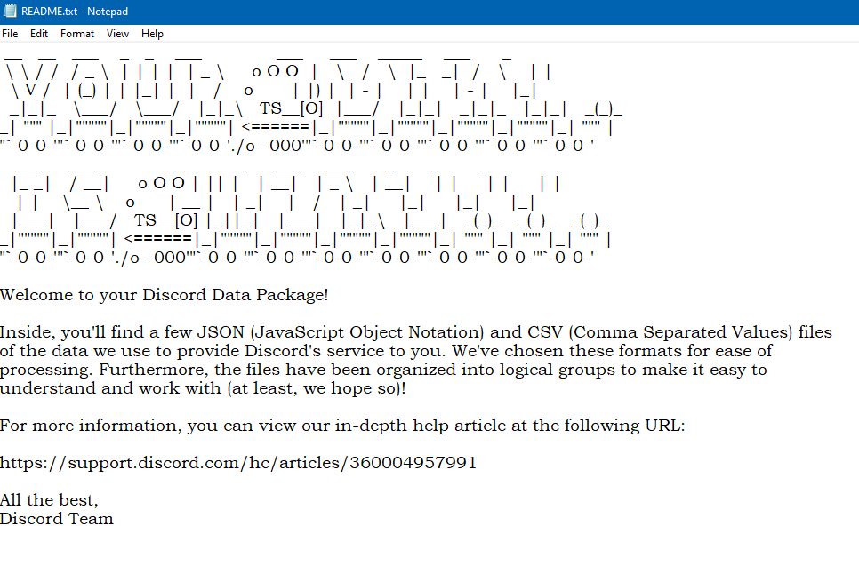 README file for Discord data package
