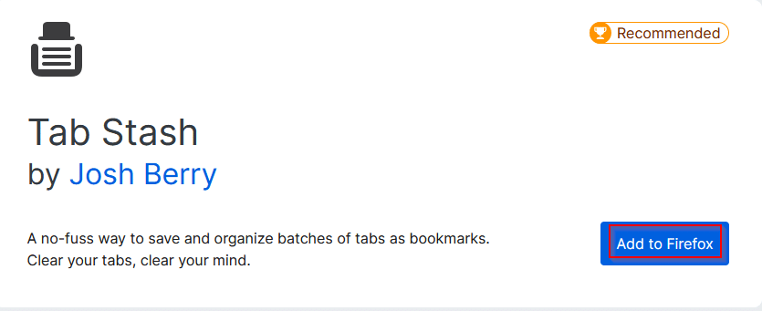 Tab Stash Firefox add-on