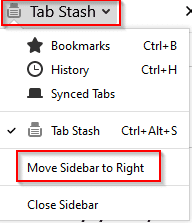 changing the orientation of Tab Stash sidebar