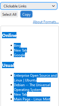 text and URLs can be exported from Tab Stash