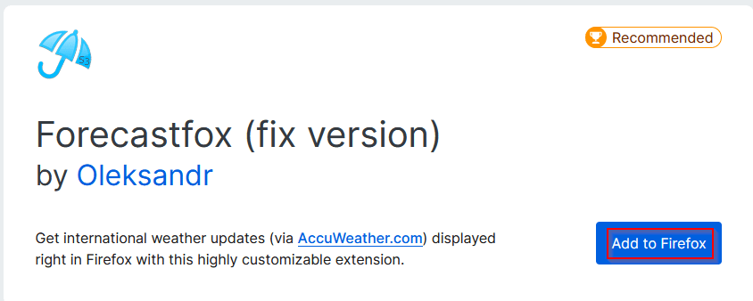 installing Forecastfox in Firefox