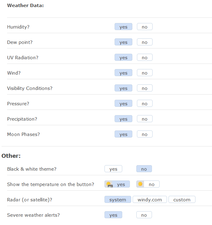 configuring Forecastfox weather data settings