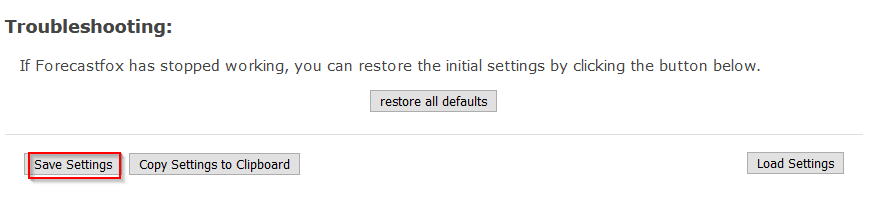 saving and loading configured settings in Forecastfox