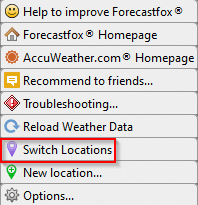 switching different locations in Forecastfox