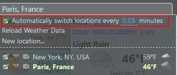 auto switch displaying weather information for added locations in Forecastfox