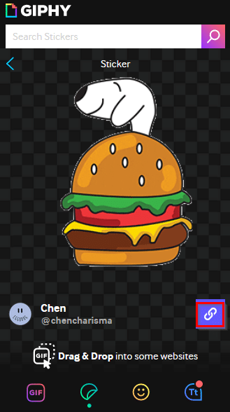 choosing a sticker from GIPHY add-on