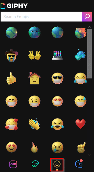 Choosing emojis from GIPHY add-on