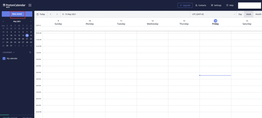 Proton Calendar interface