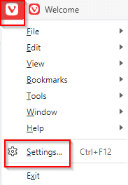 accessing vivaldi settings