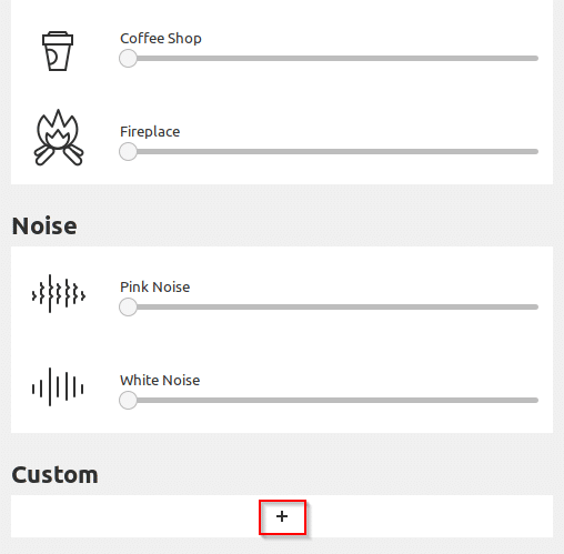 Available relaxing sounds of different categories like noise and custom in Blanket