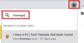 entering search terms for tabs in the tab search window