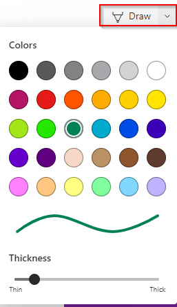 selecting colors and thickness for freehand scribbling in web capture