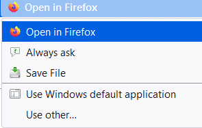 choosing actions for opening different file types in Firefox 