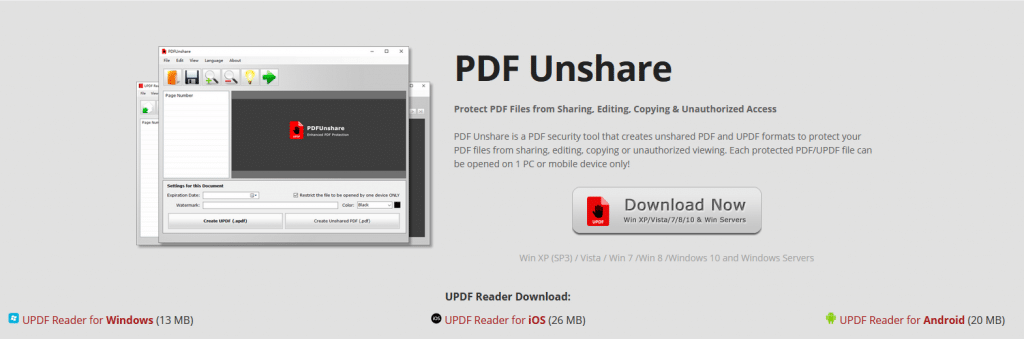 PDF Unshare homepage