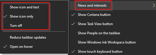 changing News and interests settings