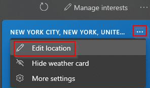 setting a custom location for traffic and weather information cards