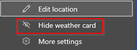 hiding the weather information card in News and interests