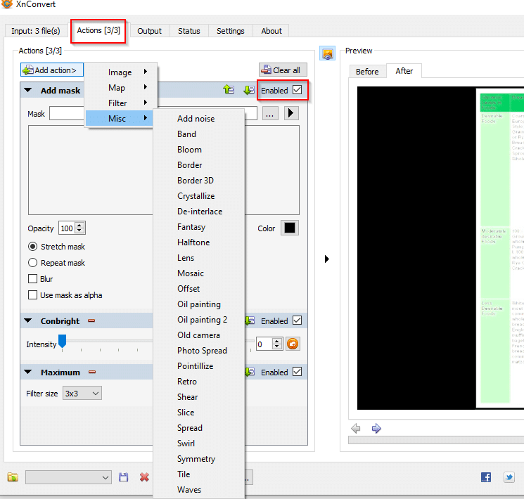 Misc effects for images in XnConvert