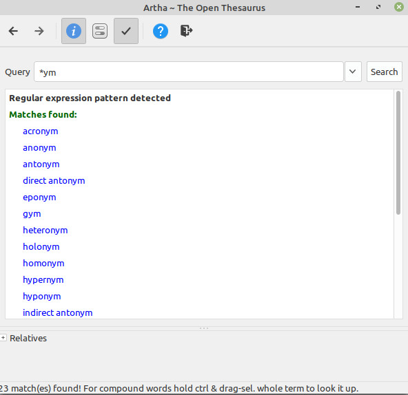 filtering words through regex in Artha