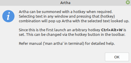 default hotkeys in Artha